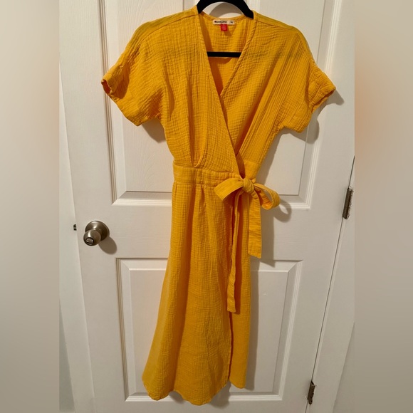 Marine Layer Yellow Cotton Wrap Dress Size XS - Picture 4 of 13